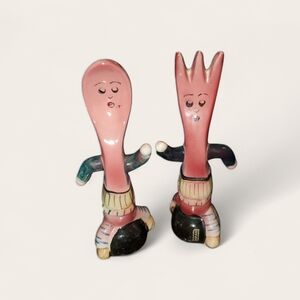 Vintage Anthropomorphic fork and spoon salt and pepper shakers